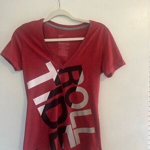 Nike Women's Red V-Neck Graphic Tee